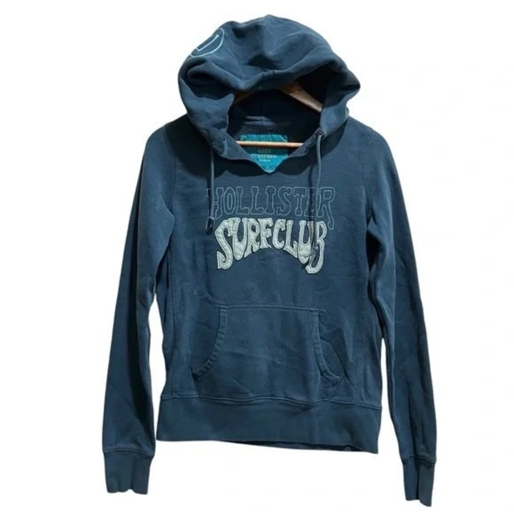 Hollister Surf Club Hoodie Blue Graphic Pullover Hooded Sweatshirt Women's